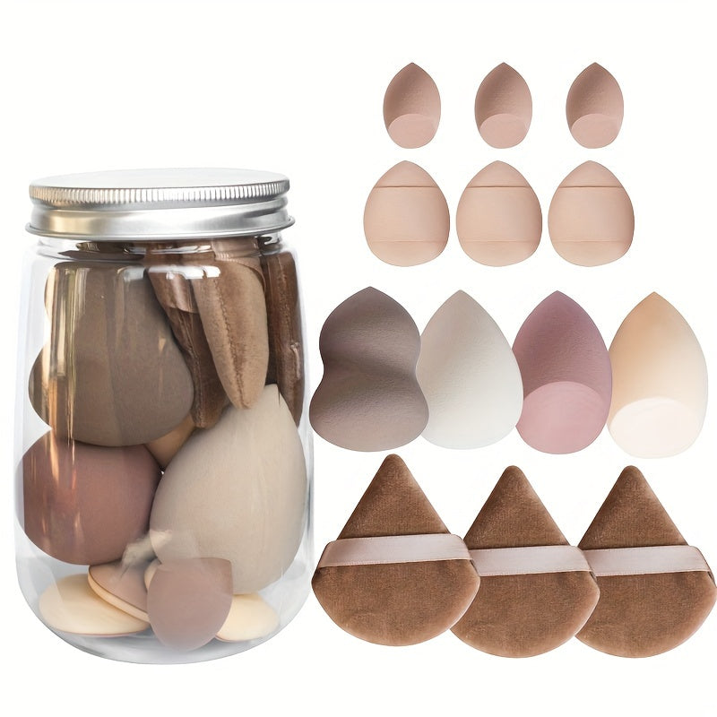 13-piece makeup sponge set in a box: soft blender and powder puffs, for powder, liquid, ideal beauty gift.