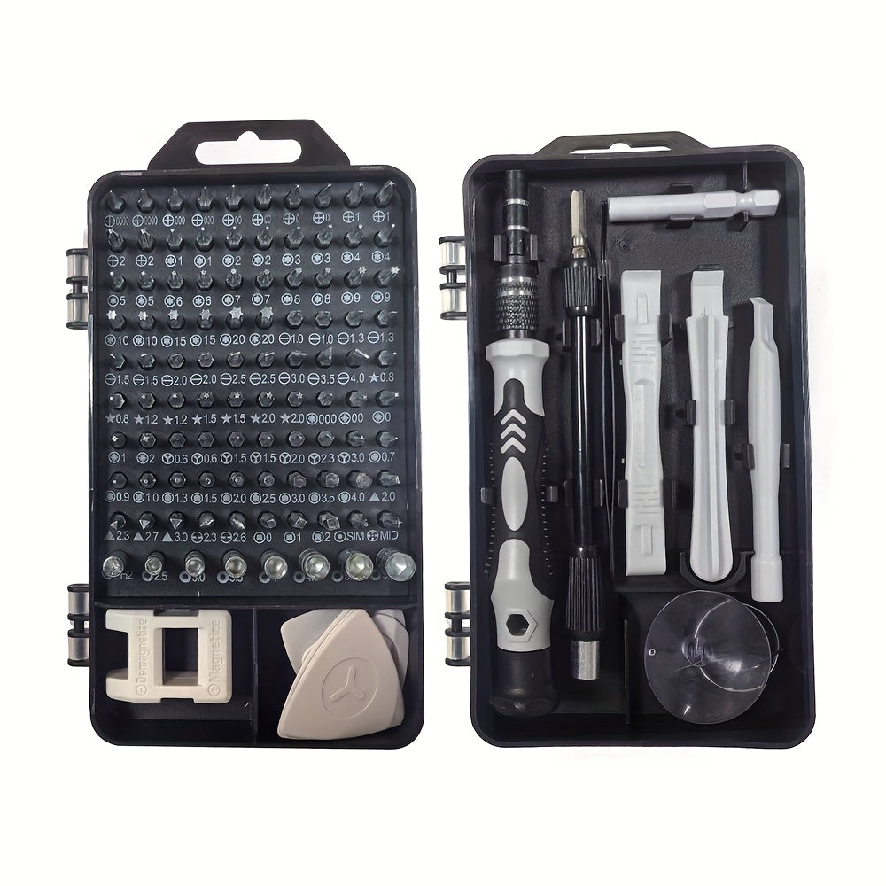 VVIA 115-piece kit, multi-purpose precision screwdriver for phones, watches and electronic devices, compact for maintenance and disassembly.