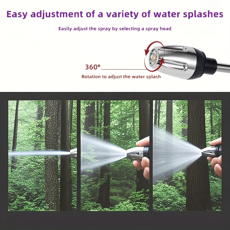 Pistolet à mousse haute pression pour voiture Poignée longue, buse réglable, canon à mousse et bouteille haute pression, construction plastique robuste pour lavage efficace.