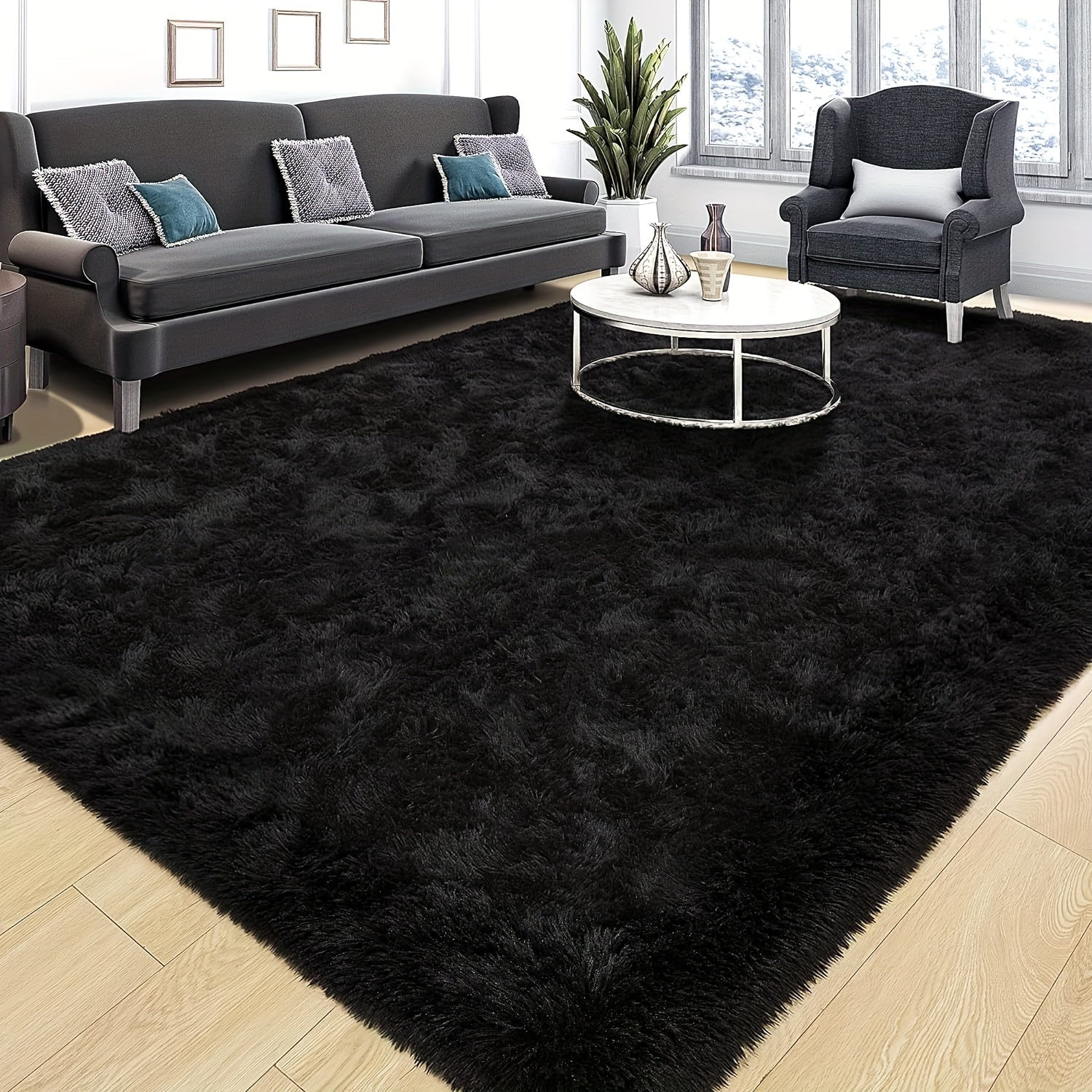 Tapis d’appoint en peluche douce Idéal pour salon, chambre, bureau ou coin maquillage, ajoute confort et décoration chaleureuse à la maison.