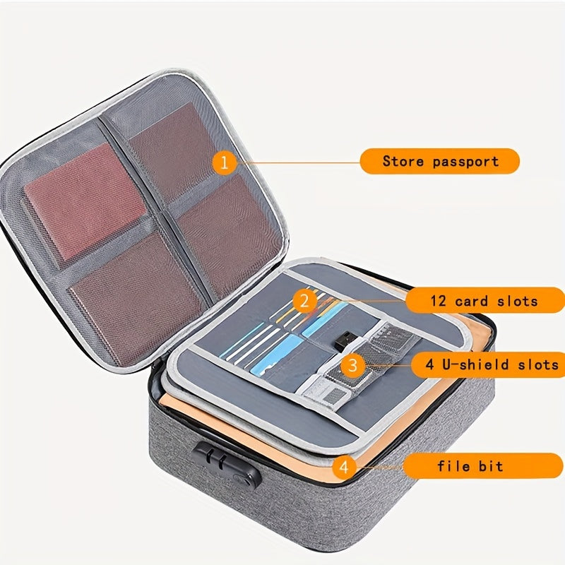 Sacoche à trois couches avec serrure, parfaite pour ordinateur portable, documents et essentiels de voyage, organisée et sécurisée grâce à ses fermetures éclair.