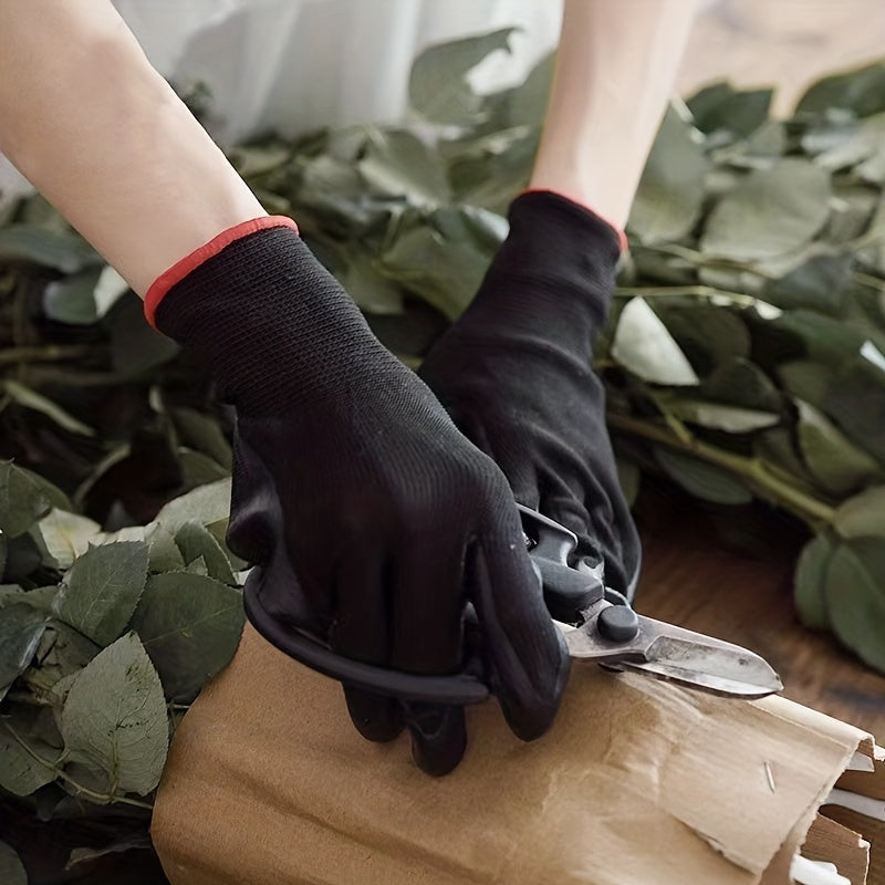 Pack of 12 pairs of durable, non-slip and anti-static work gloves, suitable for gardening, DIY and safe industrial use.