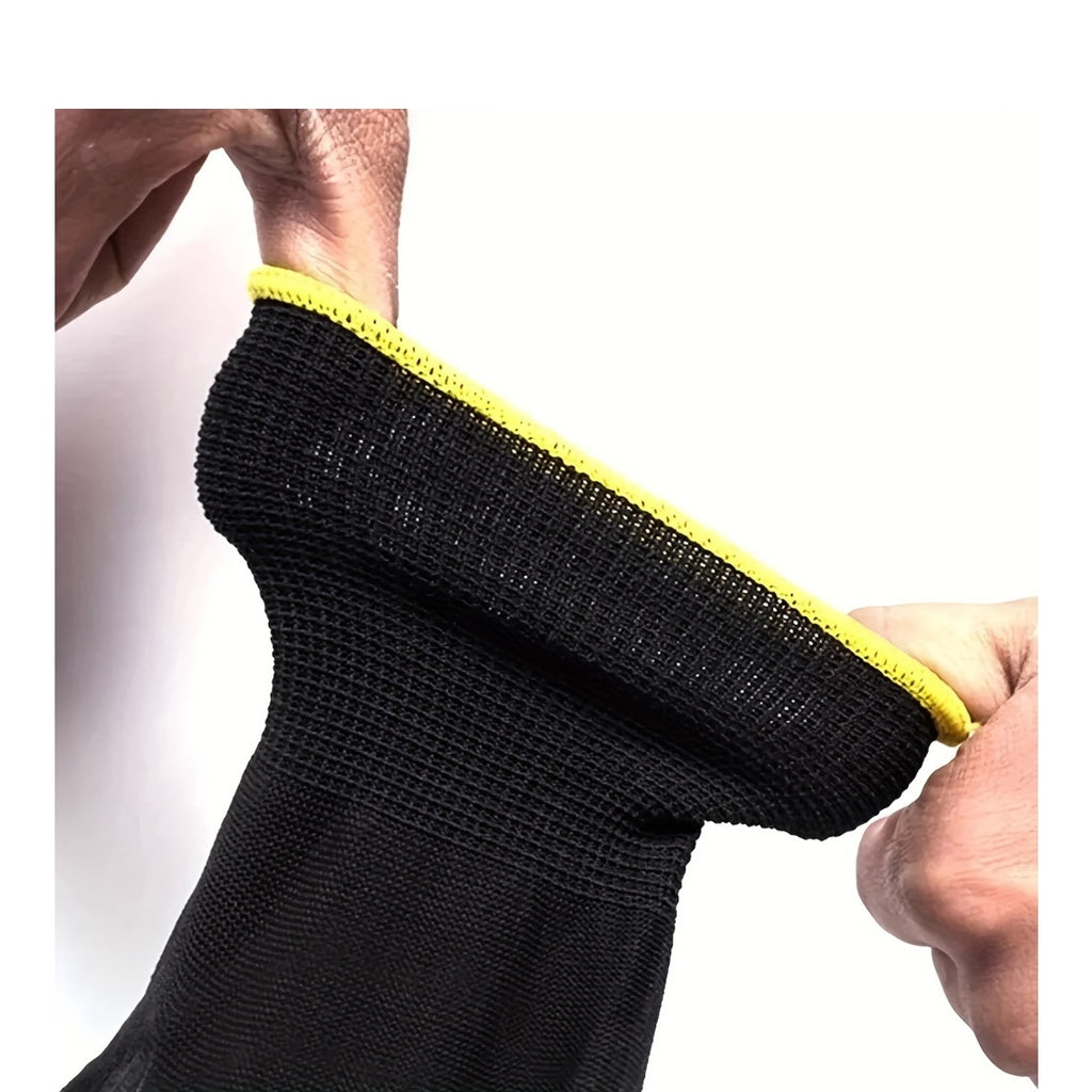 Pack of 12 pairs of durable, non-slip and anti-static work gloves, suitable for gardening, DIY and safe industrial use.