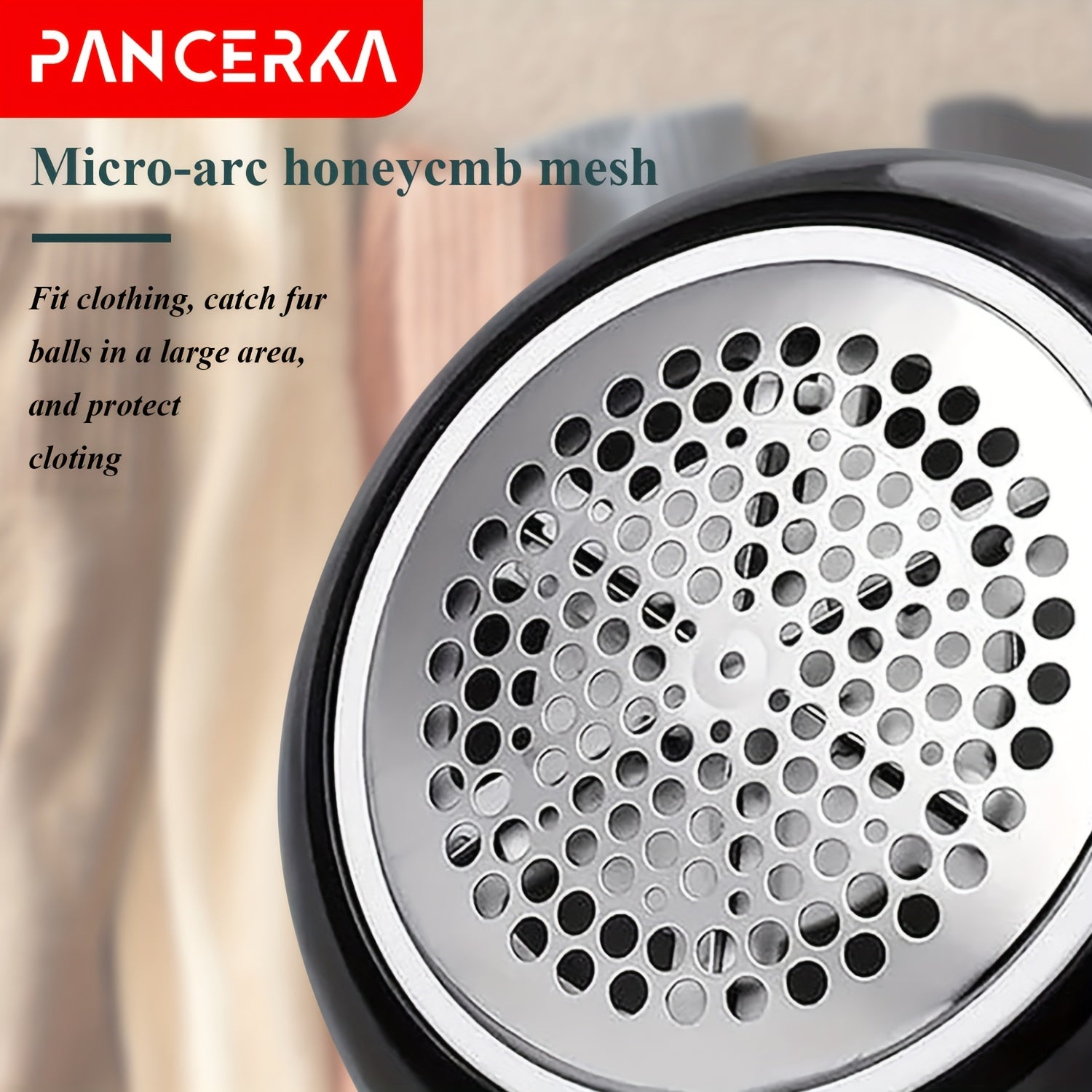 Pince à tissus PANCERKA portable USB, lame à six lames et grille nid d’abeille, enlève bouloches et peluches efficacement à domicile.