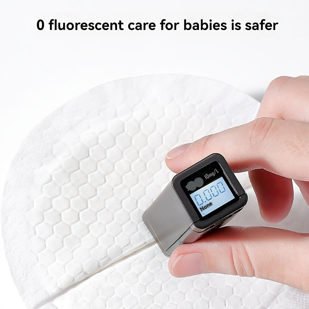 100 ultra-thin, breathable, individually wrapped disposable nursing pads, ideal for postpartum and lactation.