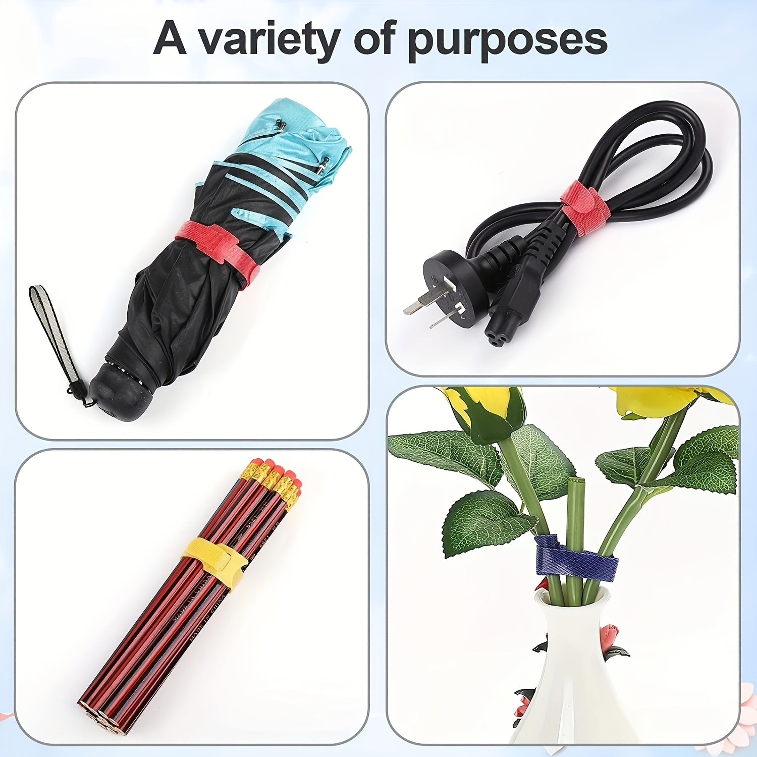 Lot de 20/50 sangles en nylon réutilisables, auto-adhésives, souples et durables, parfaites pour organiser câbles, bureau ou usage quotidien.