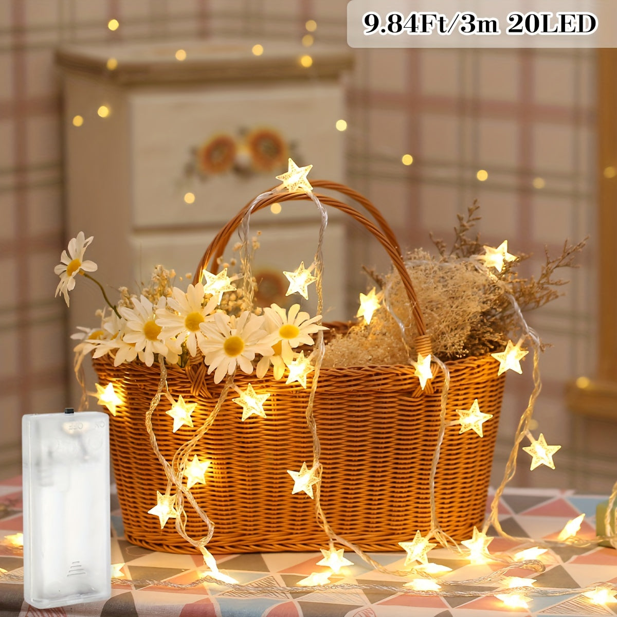 Guirlande lumineuse LED étoiles 10 à 80 LED, alimentée par piles, idéale pour décoration intérieure et extérieure, mariages, fêtes, Noël, jardin ou événements spéciaux.