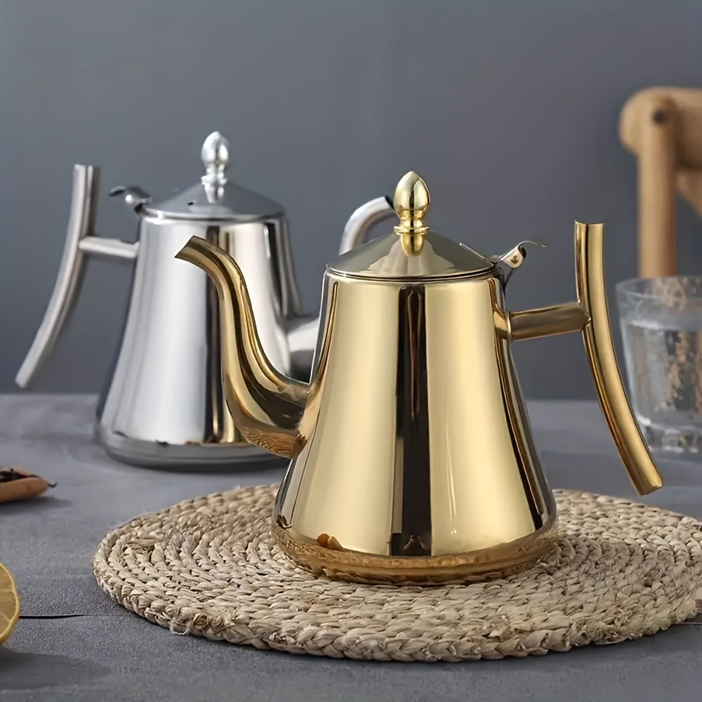 Set Théière/Cafetière en Acier Inoxydable 1–2 L : Filtre inclus, résistant à la chaleur, inox 304, idéal café, thé, eau froide, usage maison ou restaurant.