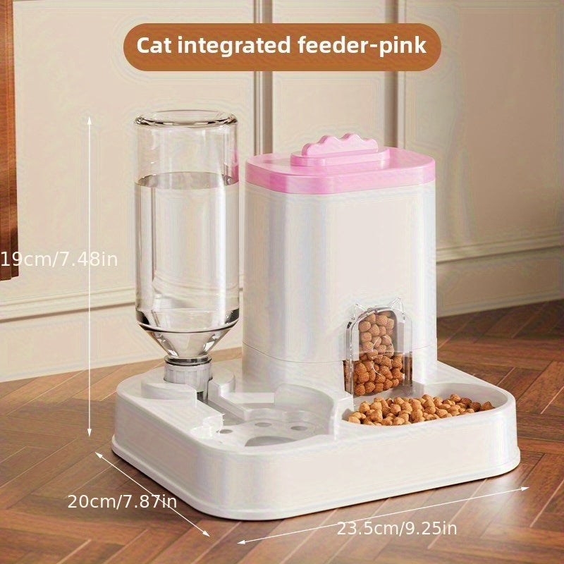 Distributeur automatique d'eau pour chats et chiens avec bassin alimentaire intégré. Capacité de 1 à 10L, sans batterie, design moderne, facile à nettoyer, solution durable pour l'hydratation.