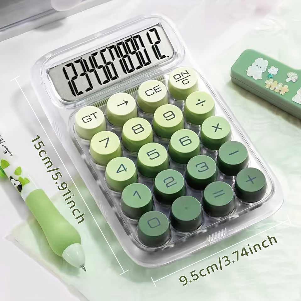 Dopamine transparent calculator with large 12-digit display, ergonomic keys, compact and durable design, ideal for office or specific needs.