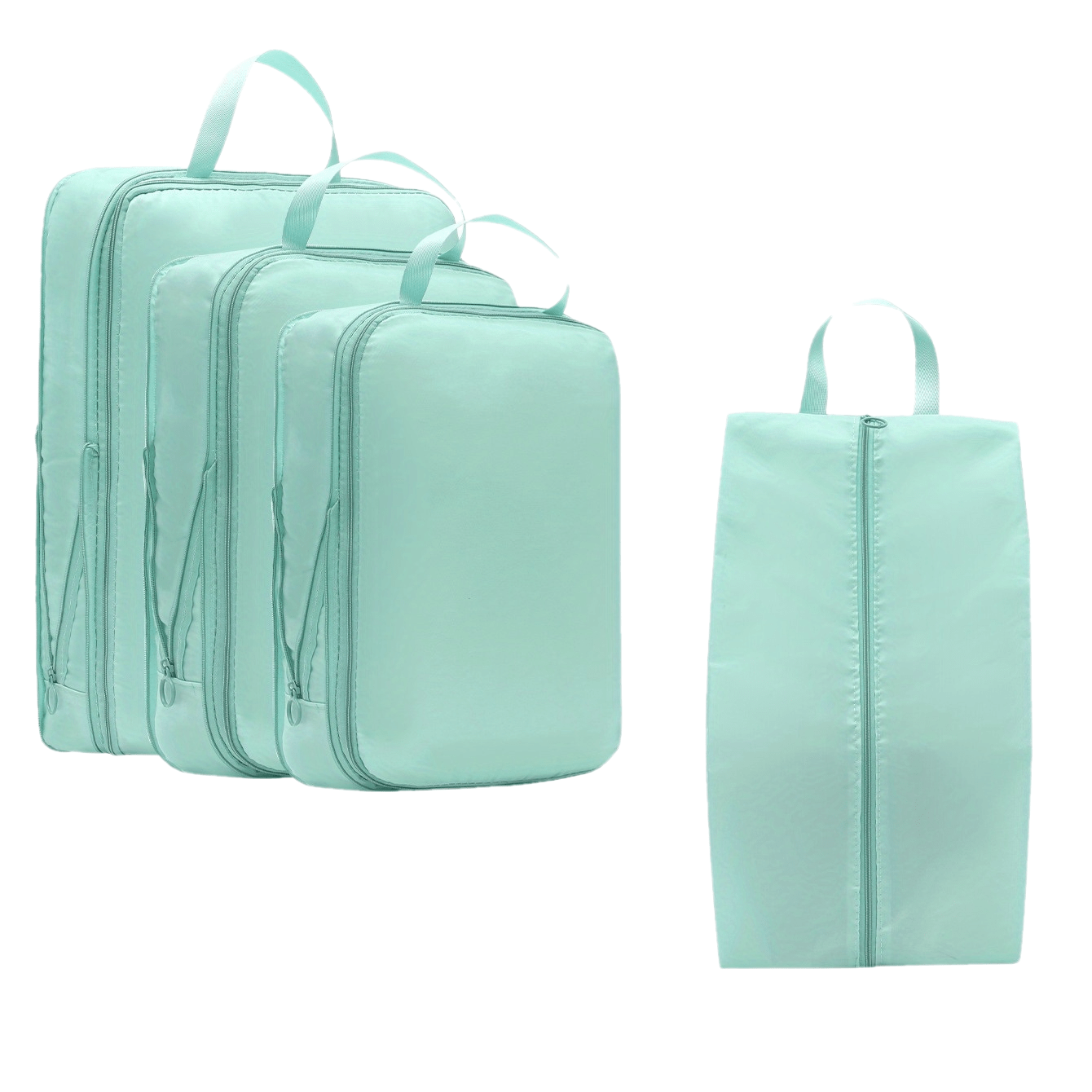Waterproof and portable travel storage bags for clothes, shoes and toiletries, making luggage organization and packing easier.