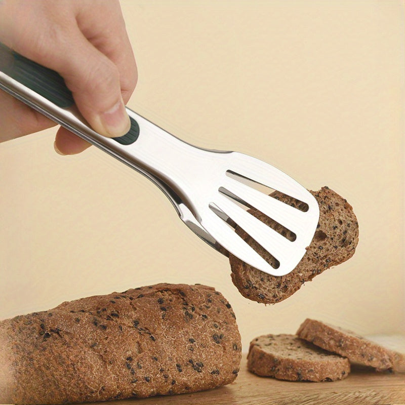 Pinces alimentaires inox avec poignées silicone : résistantes à la chaleur, durables, prise sûre. Idéales pour buffet, BBQ et cuisine extérieure.