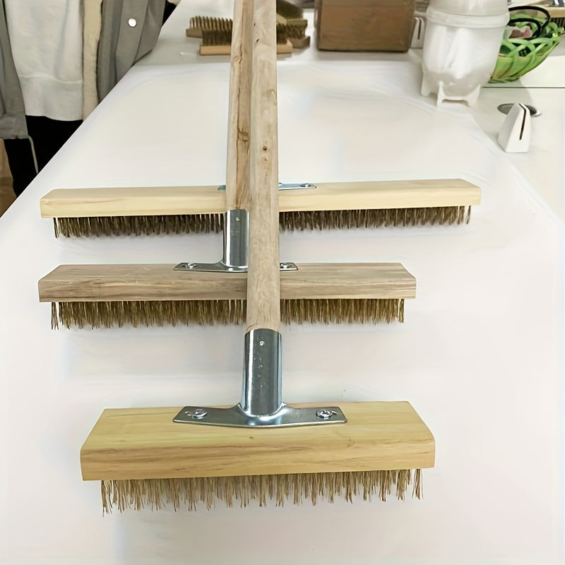 Brosse de sol à poils métalliques, construction en fer durable pour éliminer mousse et débris, nettoyage manuel efficace du jardin.