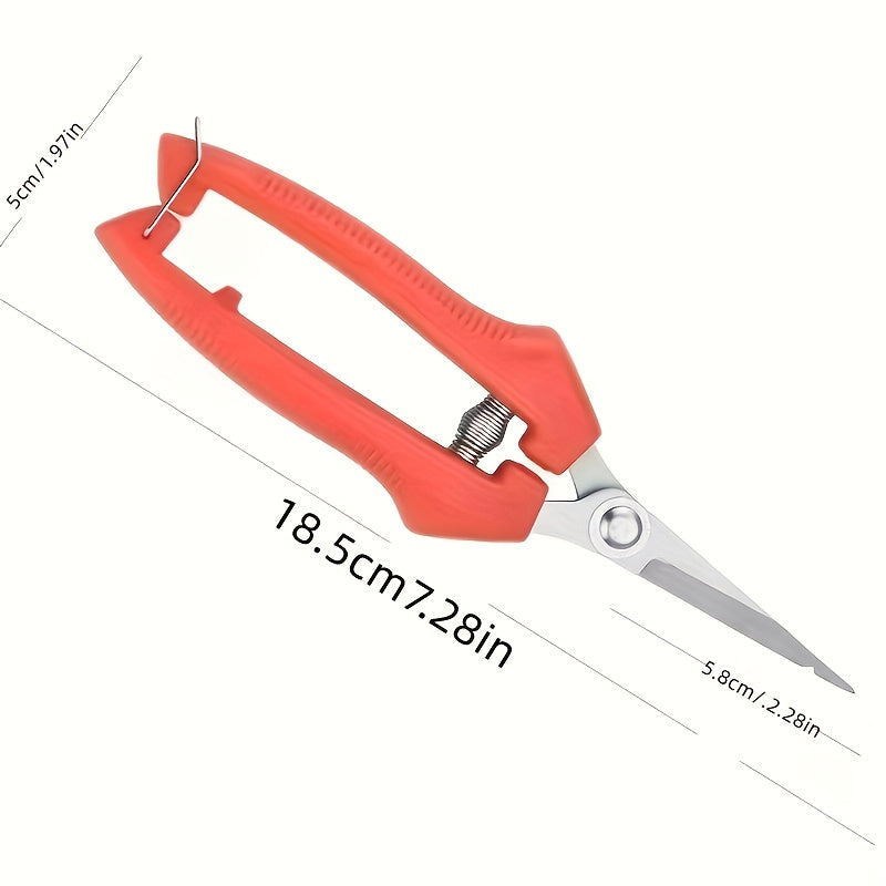 Sécateur professionnel à poignées ergonomiques rouges, lames inox tranchantes assurant des coupes précises pour massifs, aménagement paysager et entretien extérieur.