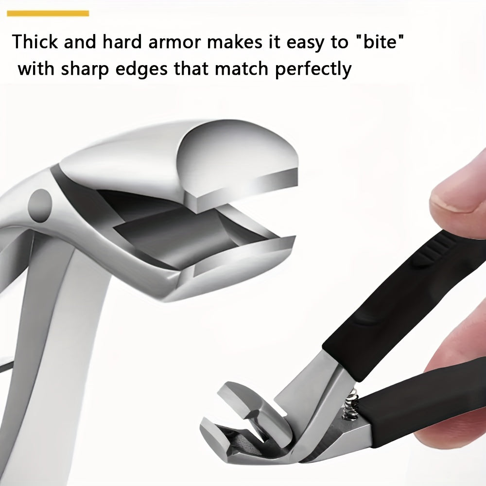 Kit de soin des ongles 5 pièces en acier inoxydable, robuste, coupe-ongles pour ongles incarnés/épais, limes et pinces cuticules, manches noirs.