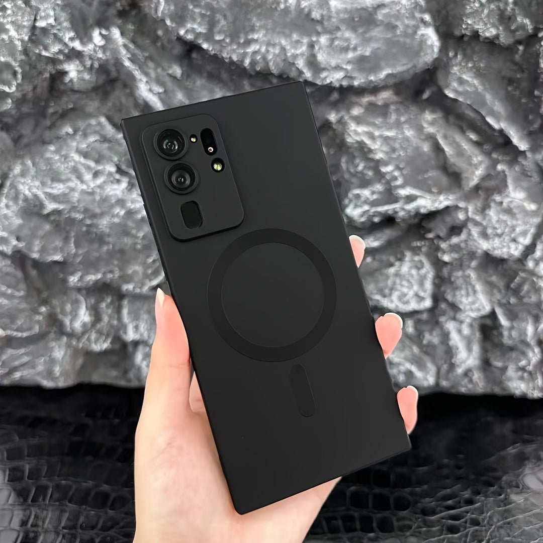 Transparent plated case compatible with wireless magnetic charging, shockproof, for Samsung Galaxy S20 to S23, offering protection and sleek style.