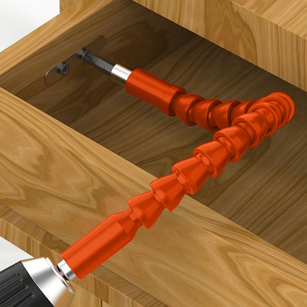 Joint universel pour perceuse électrique, arbre souple orange, extension multifonction pour embouts, connexion perceuse manuelle, idéal bricoleurs et professionnels.