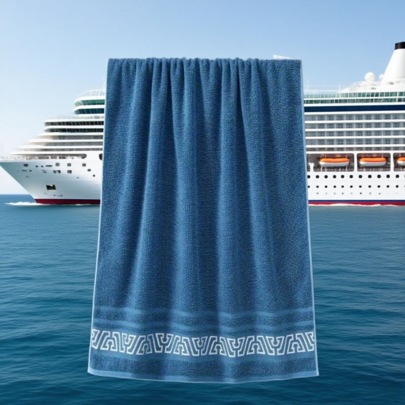 Lot de 2 grandes serviettes, solides et absorbantes, séchage rapide, tissu doux et durable, motif géométrique élégant, usage maison, spa ou hôtel.