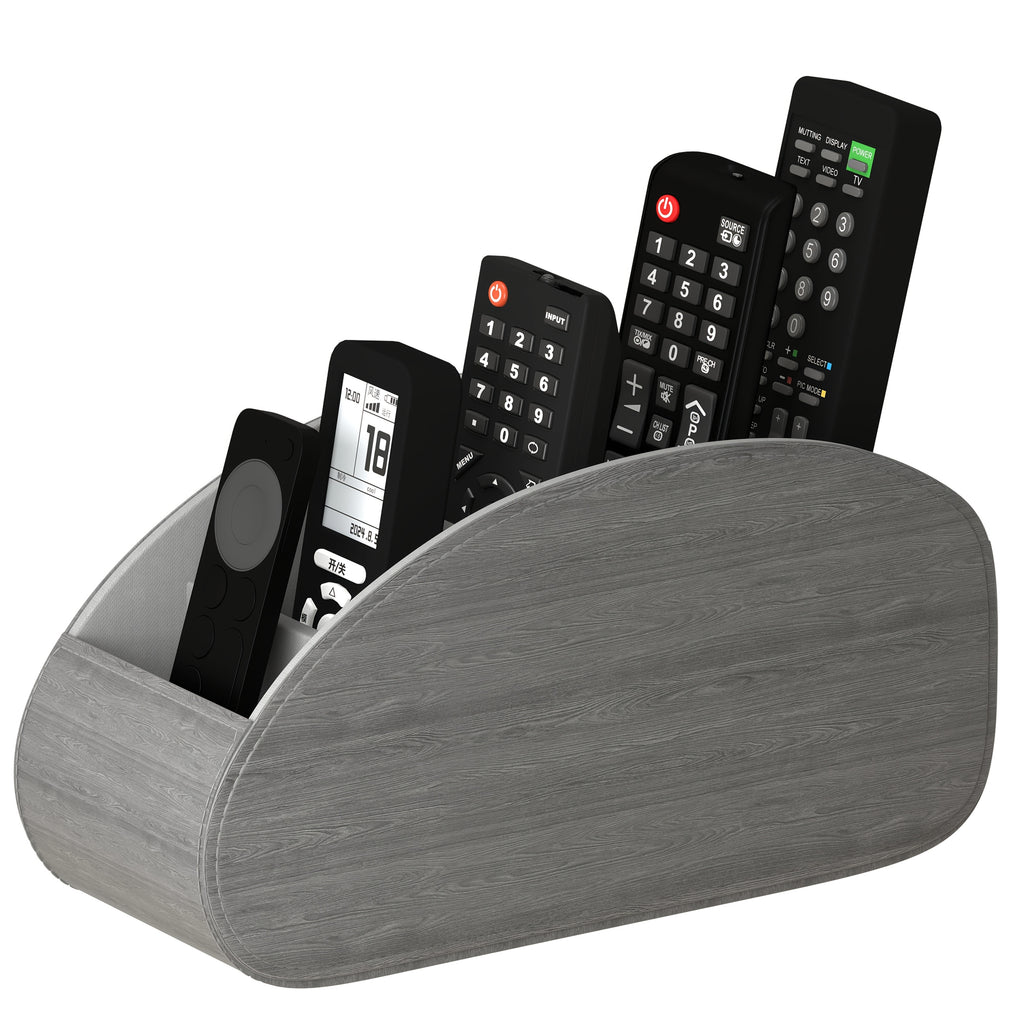 Organisateur télécommandes 5 compartiments, compatible TV/DVR, optimise espace salon, bureau ou chambre, pratique pour télécommandes, lunettes et petits accessoires.