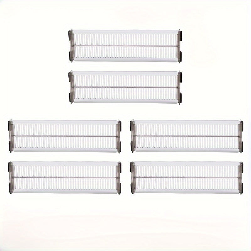 Lot de 2 séparateurs de tiroirs réglables, robustes et extensibles, optimisent le rangement de vêtements, cuisine ou bureau, économisant de l’espace efficacement.