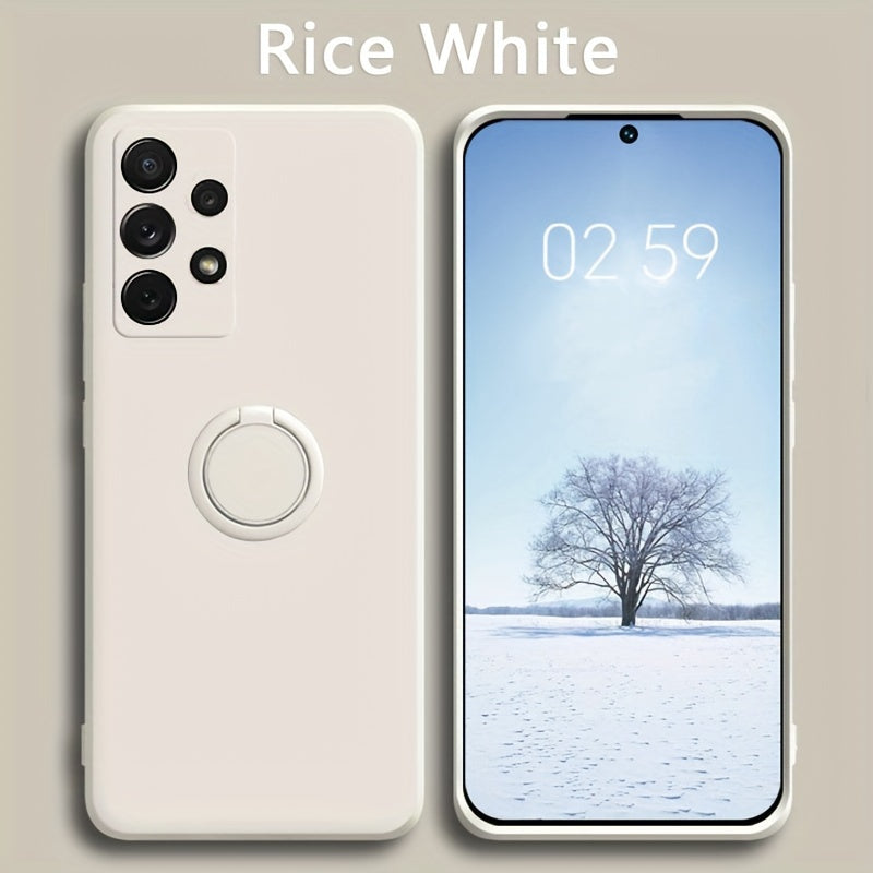 Premium liquid case for Samsung, shockproof, with integrated magnetic ring, offering enhanced protection and convenient stand for hands-free use.