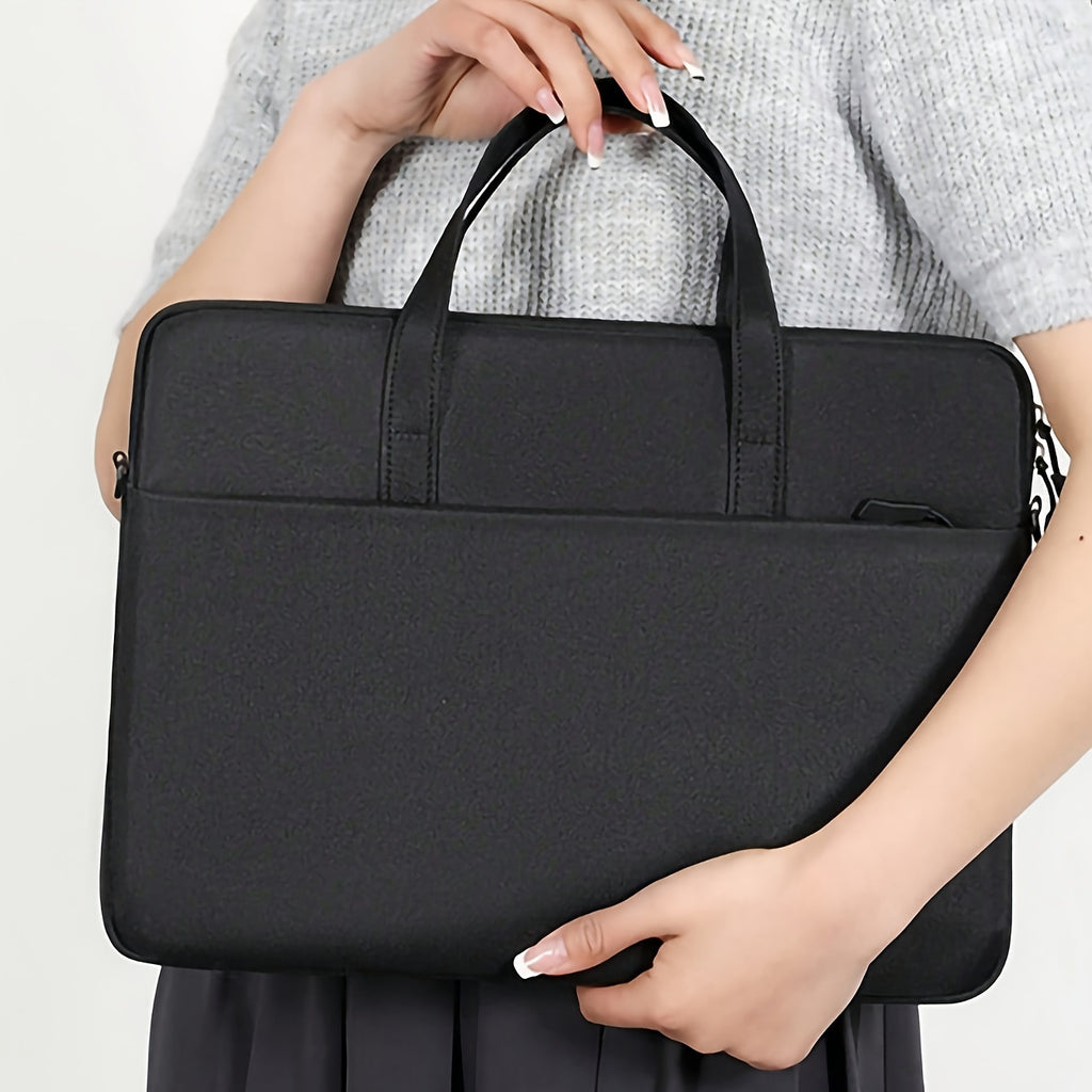 Sac ordinateur portable léger et portable, couleur unie, protection pour déplacements professionnels, design bandoulière avec fermeture éclair, pratique pour bureau et voyage.