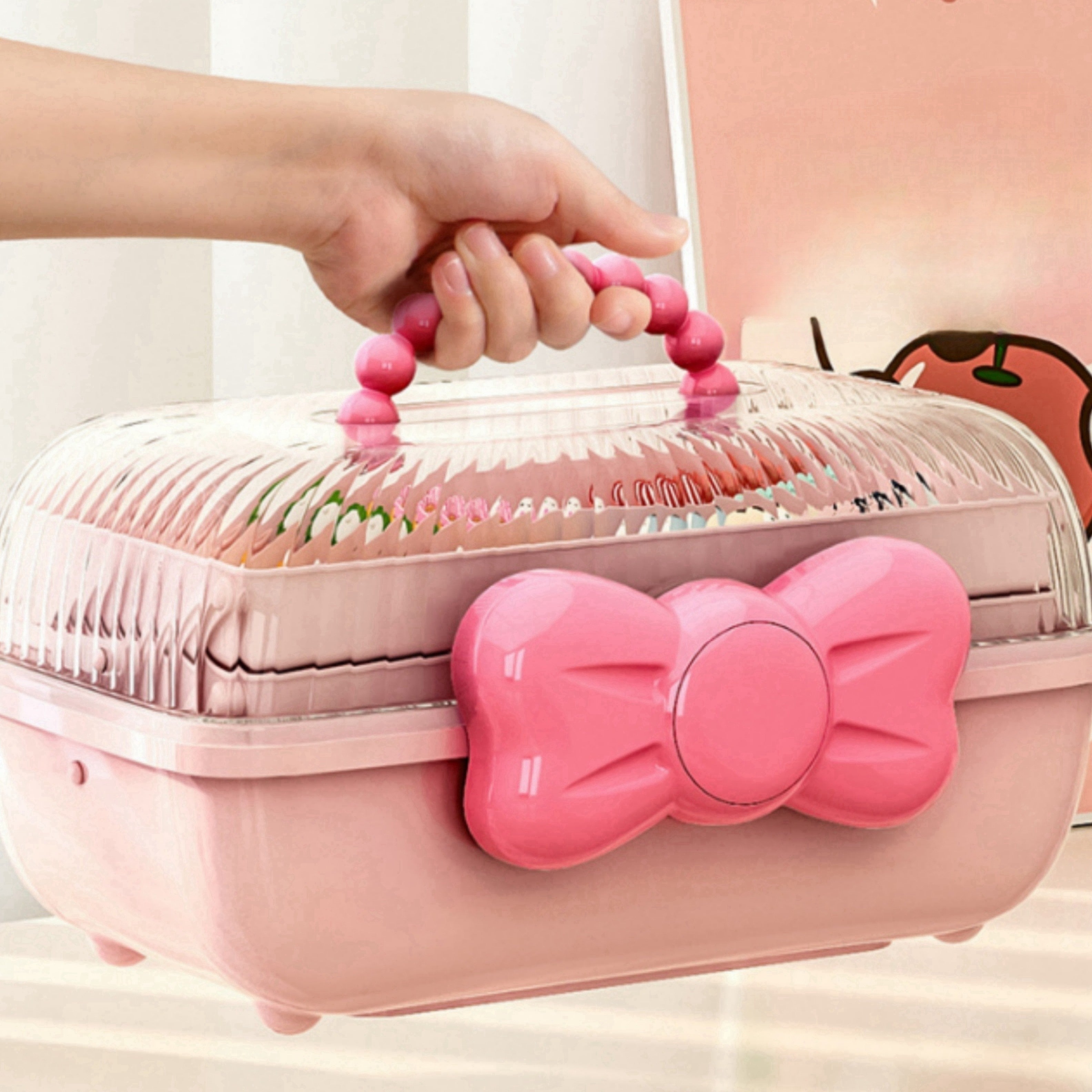 صندوق تخزين مكتبي متعدد الطبقات وقابل للدوران بتصميم كاواي، مناسب للألعاب ومستحضرات التجميل والإكسسوارات، مثالي لغرفة النوم أو المكتب أو الحمام.