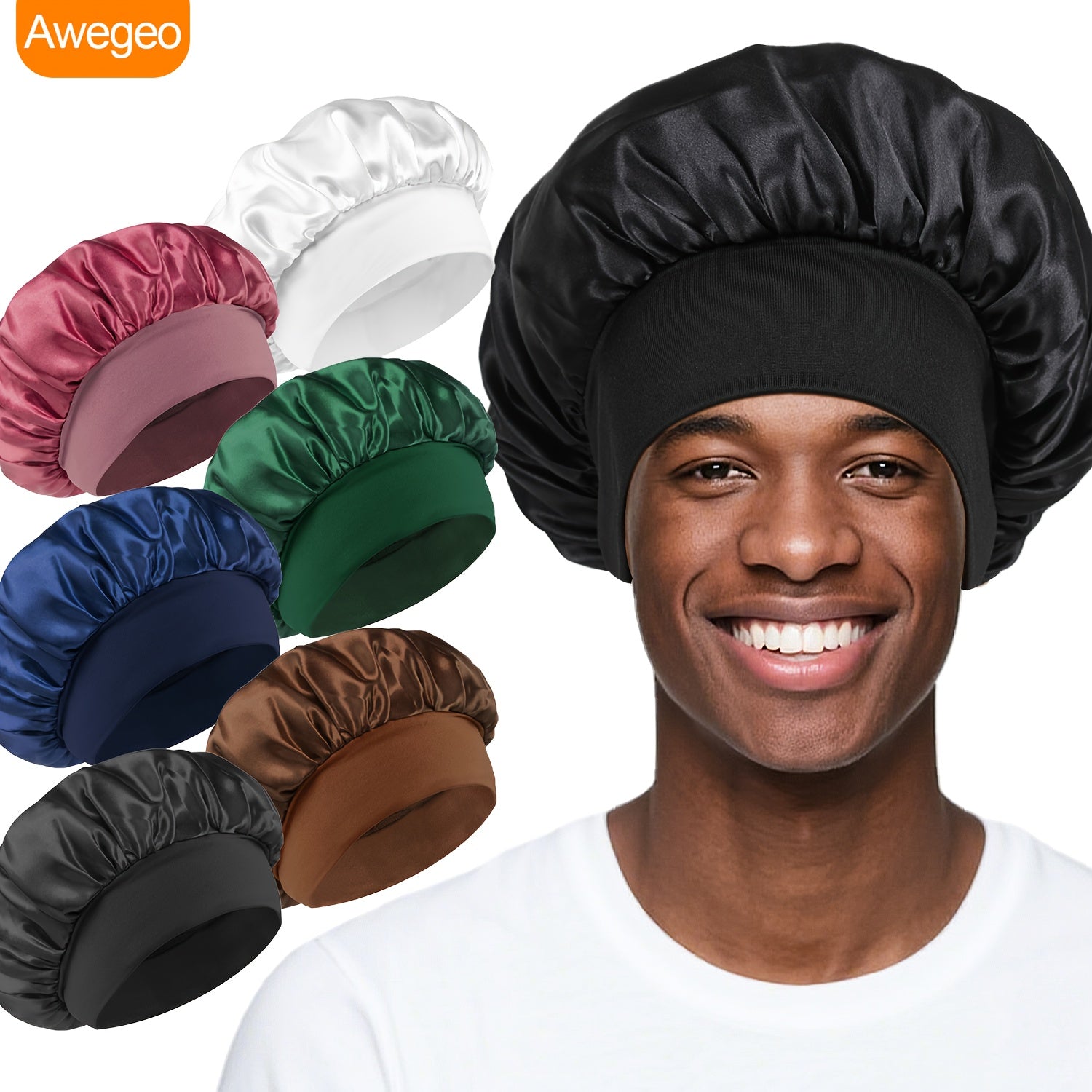 Lot de 6 bonnets élastiques homme, doux et confortables, protection capillaire nuit, plusieurs couleurs, polyester, maintien fiable sans parfum.