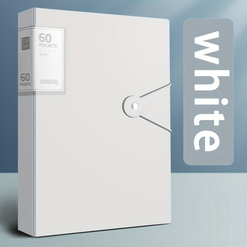 Classeur 60 pochettes format A4, transparent et étanche en PP, facilite rangement et organisation de documents à domicile, école ou bureau.