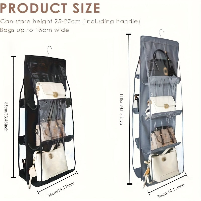 Hanging bag organizer “bag within a bag”, odorless Oxford fabric, foldable and space-saving, available in 2 colors for storing bags and accessories.