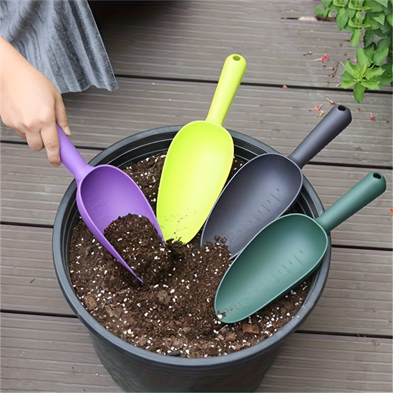 Plastic garden shovel, for planting flowers and vegetables, loosening soil and repotting, graduated and easy to handle, practical tool.