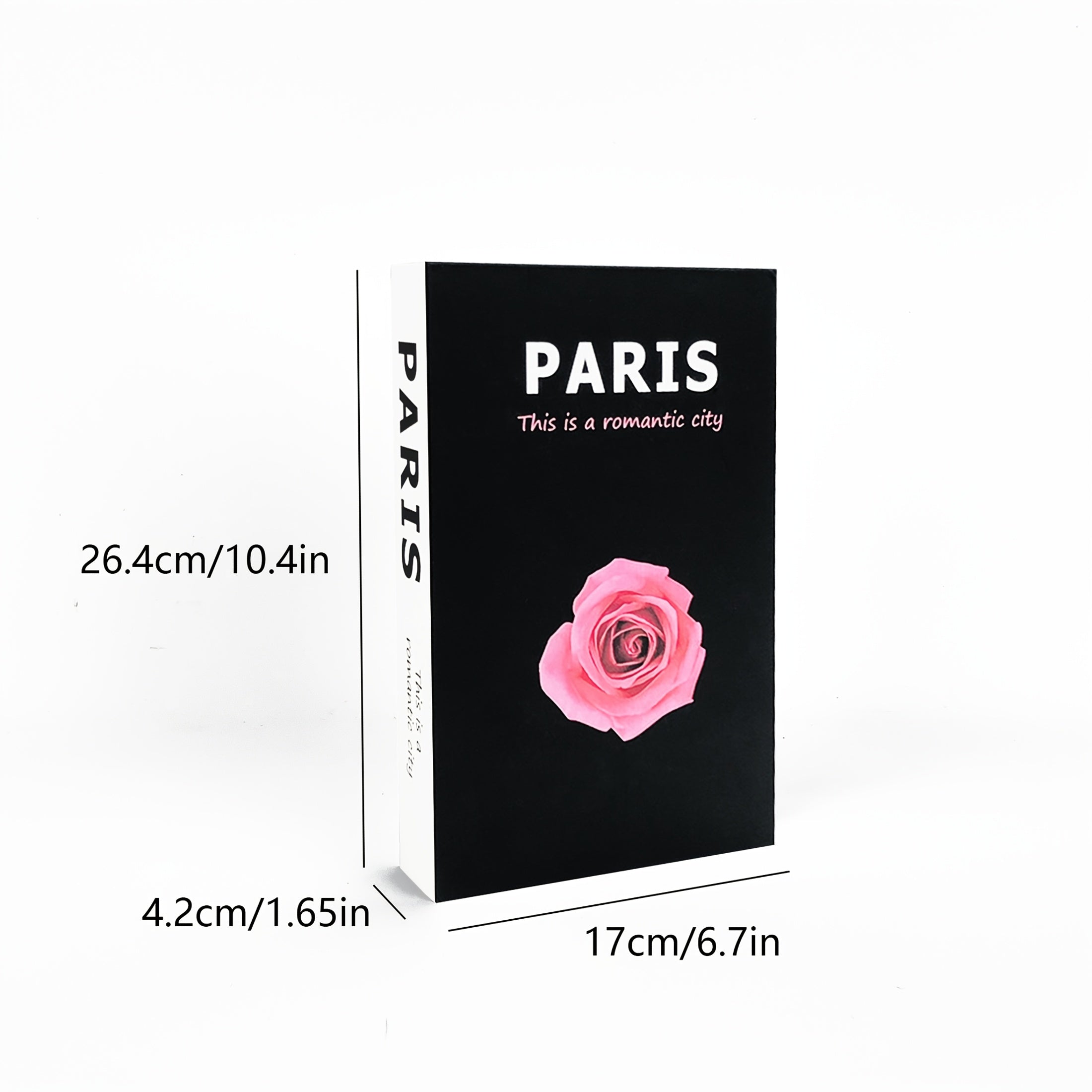 Lot de 3 livres décoratifs de luxe Stack réaliste avec roses roses et vase, sans électricité, idéal pour maison, bureau, café ou photo, design élégant.