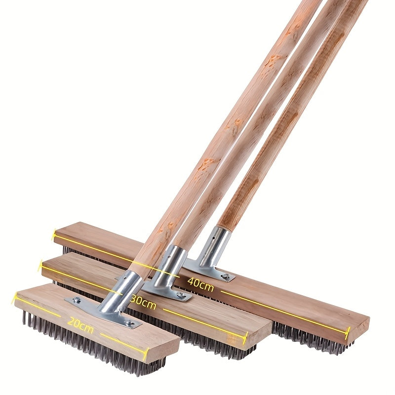 Brosse métallique robuste pour sol et jardin Poignée manuelle, fils d’acier durables, idéale pour mousse, débris, neige sur allées, patios et gouttières. Usage résidentiel et professionnel.