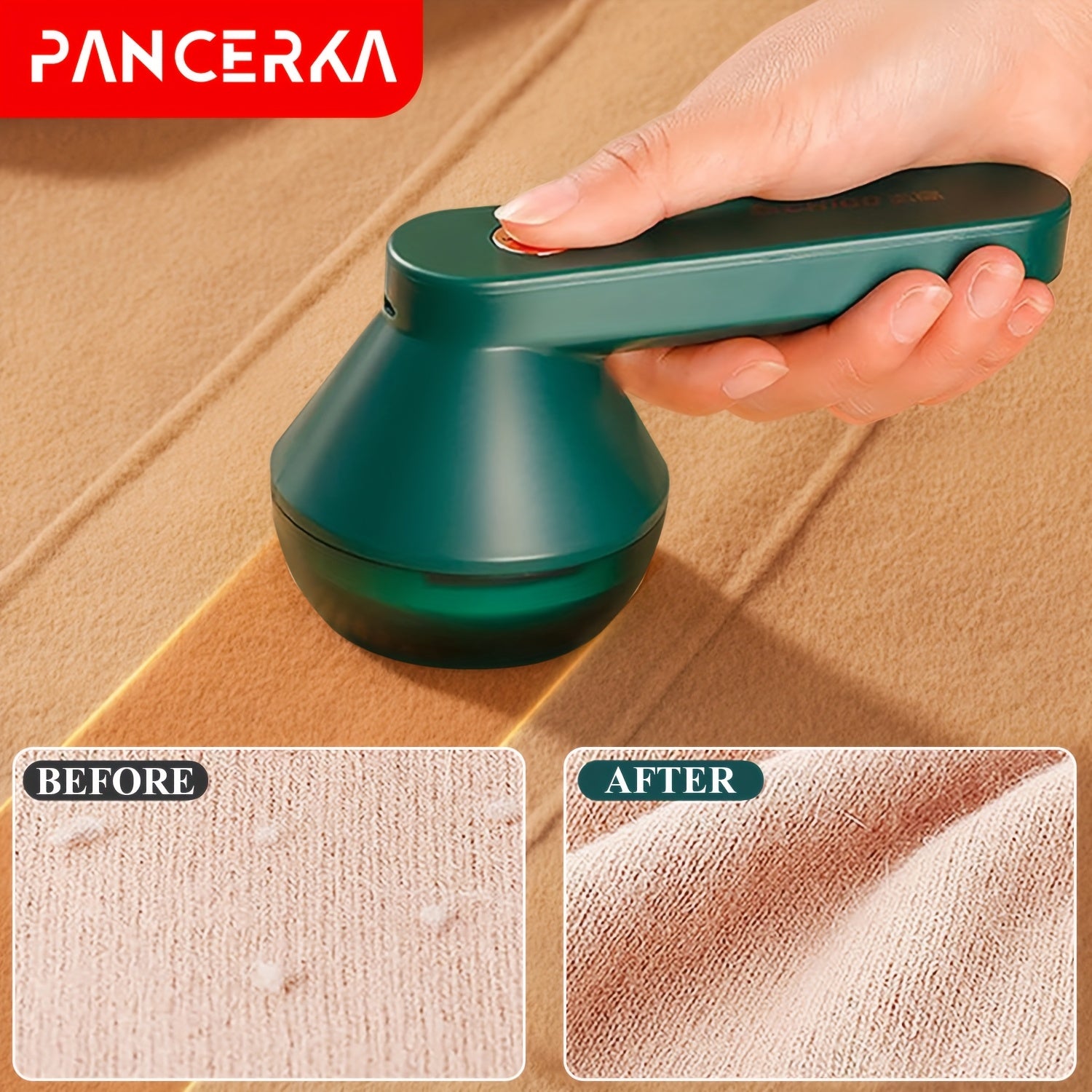 Pince à tissus PANCERKA portable USB, lame à six lames et grille nid d’abeille, enlève bouloches et peluches efficacement à domicile.