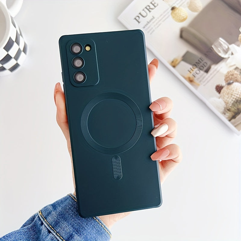 Transparent plated case compatible with wireless magnetic charging, shockproof, for Samsung Galaxy S20 to S23, offering protection and sleek style.