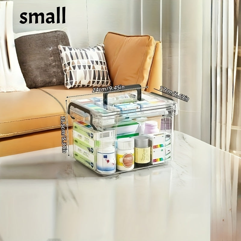 Boîte de rangement multifonctionnelle en plastique avec fermeture à clip, étanche et empilable, idéale pour médicaments, accessoires et organisation domestique.