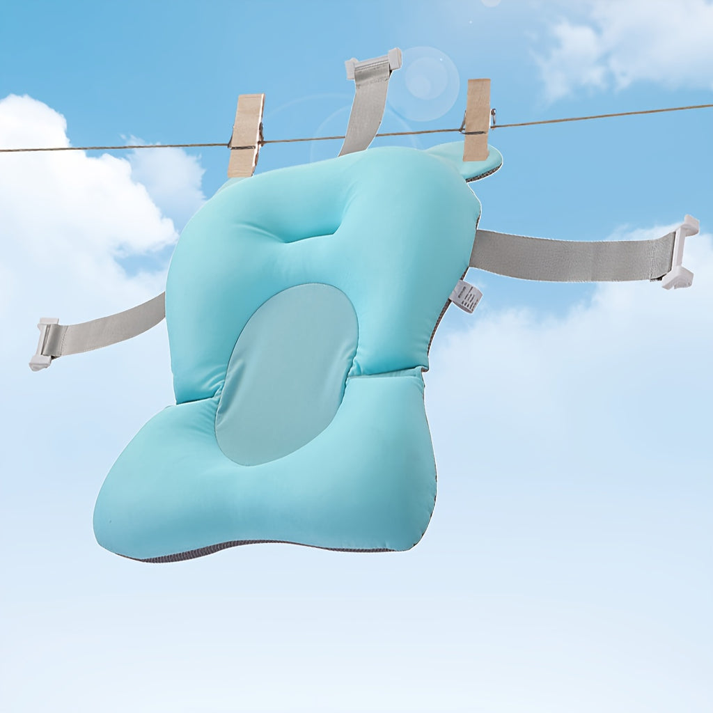 Tapis de bain flottant pour bébé en forme d’ours, coussin respirant avec sangles ajustables, confortable et pratique pour bain mains libres.