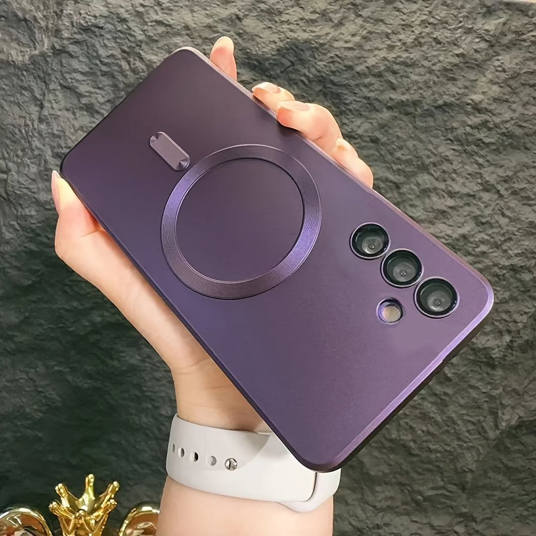 Transparent plated case compatible with wireless magnetic charging, shockproof, for Samsung Galaxy S20 to S23, offering protection and sleek style.