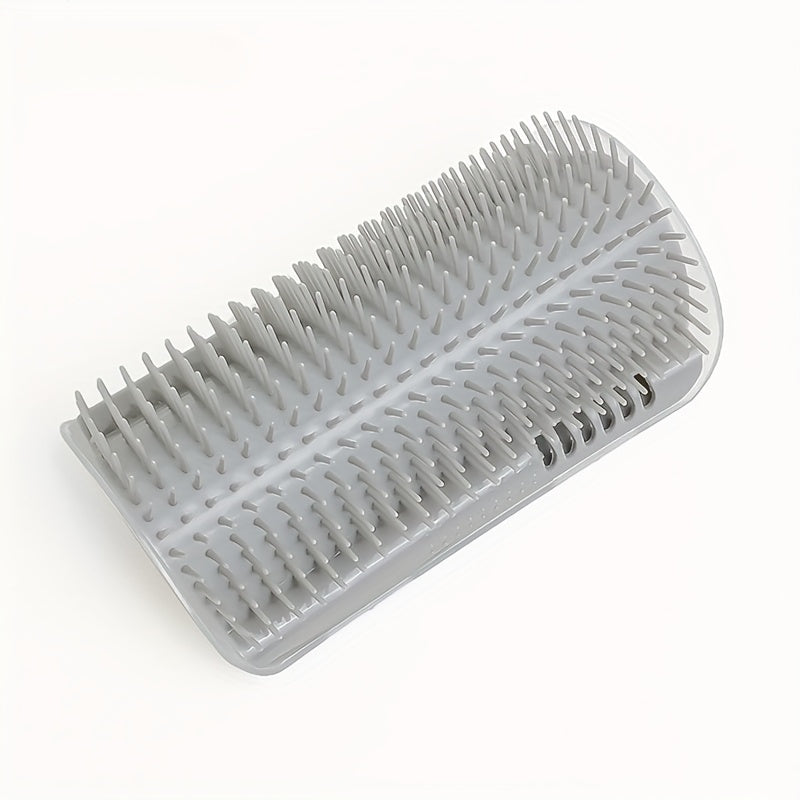 Peigne mural auto-nettoyant pour chats, en PP durable, installation adhésive facile, gain de place, idéal pour chatons et petits chiens.