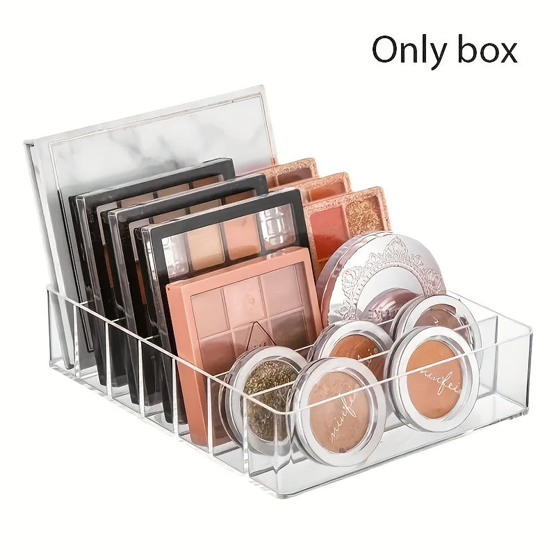 Organisateur maquillage transparent 7 compartiments, rangement pratique pour rouges à lèvres, fards et essentiels de salle de bain.