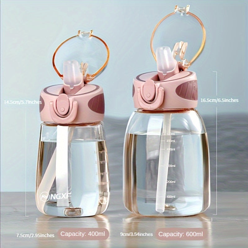 Gourde portable anti-fuite, design compact et mignon, plastique sans PVC, idéale pour voyage et activités de plein air.
