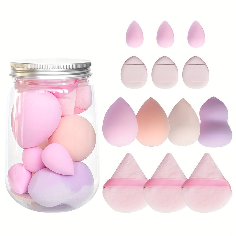 13-piece makeup sponge set in a box: soft blender and powder puffs, for powder, liquid, ideal beauty gift.