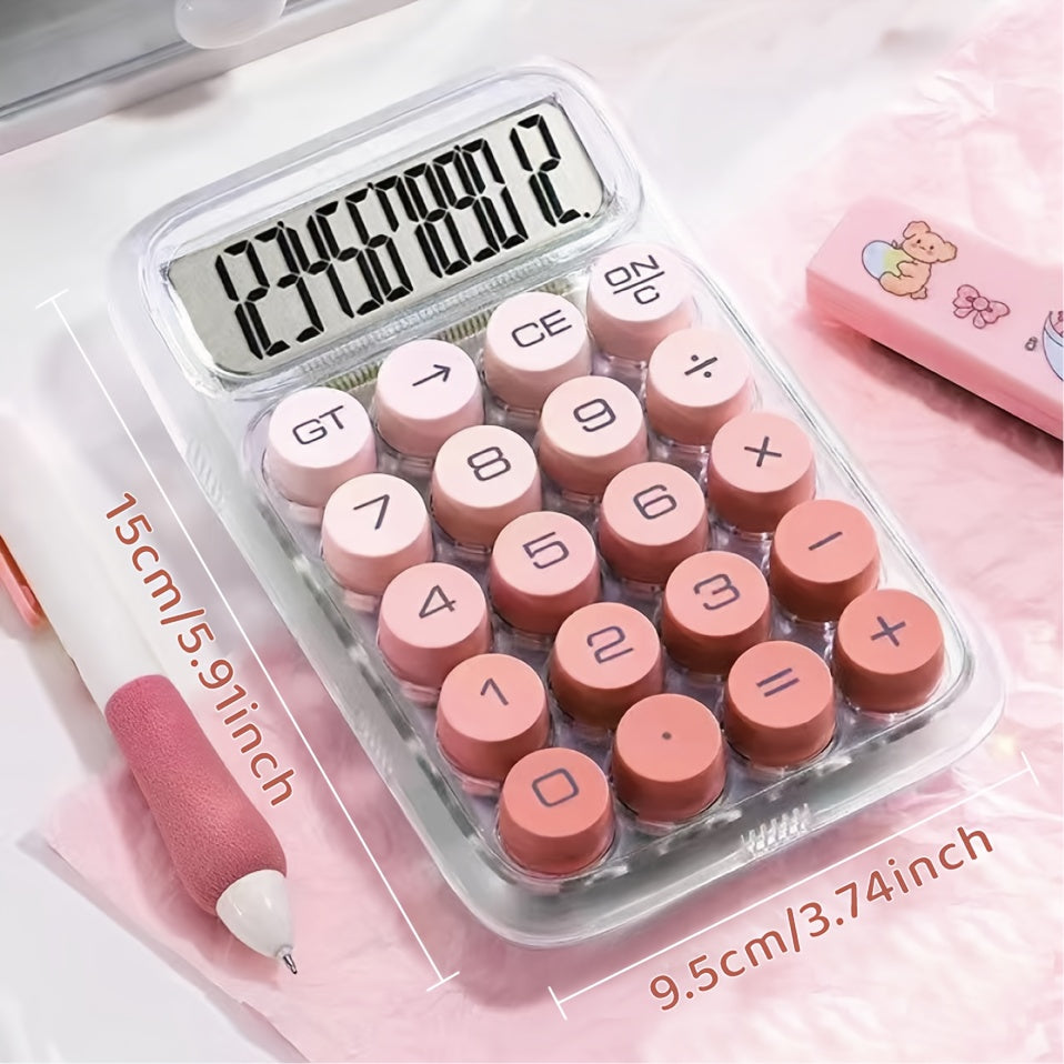 Dopamine transparent calculator with large 12-digit display, ergonomic keys, compact and durable design, ideal for office or specific needs.