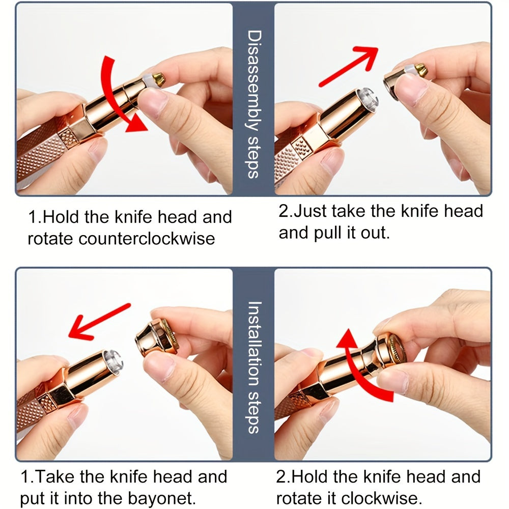 4-in-1 electric epilator for women, rechargeable, painless, for face, eyebrows, nose, bikini and body.