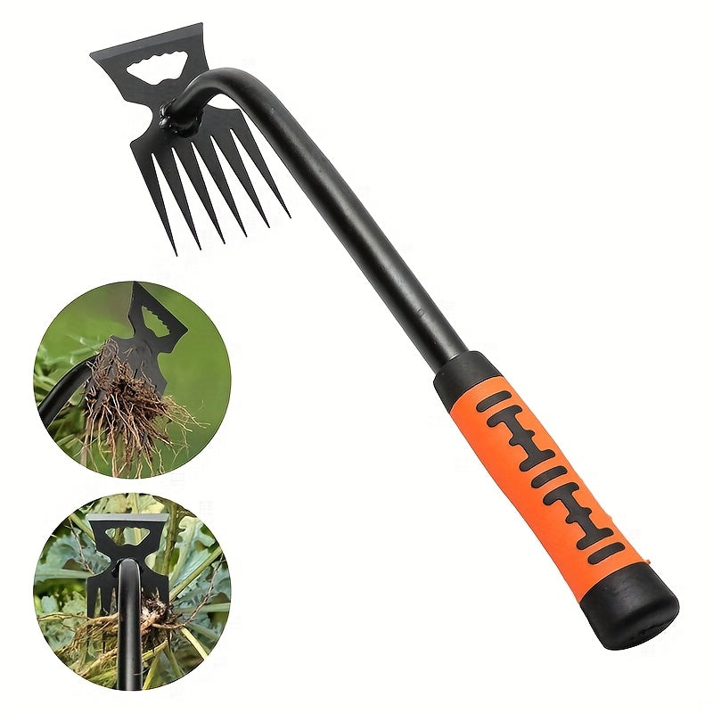 Heavy-duty long-handled manual weeder. Durable manganese steel, sharp blade for removing roots, ideal for lawns, vegetable gardens, farms and professional landscaping.
