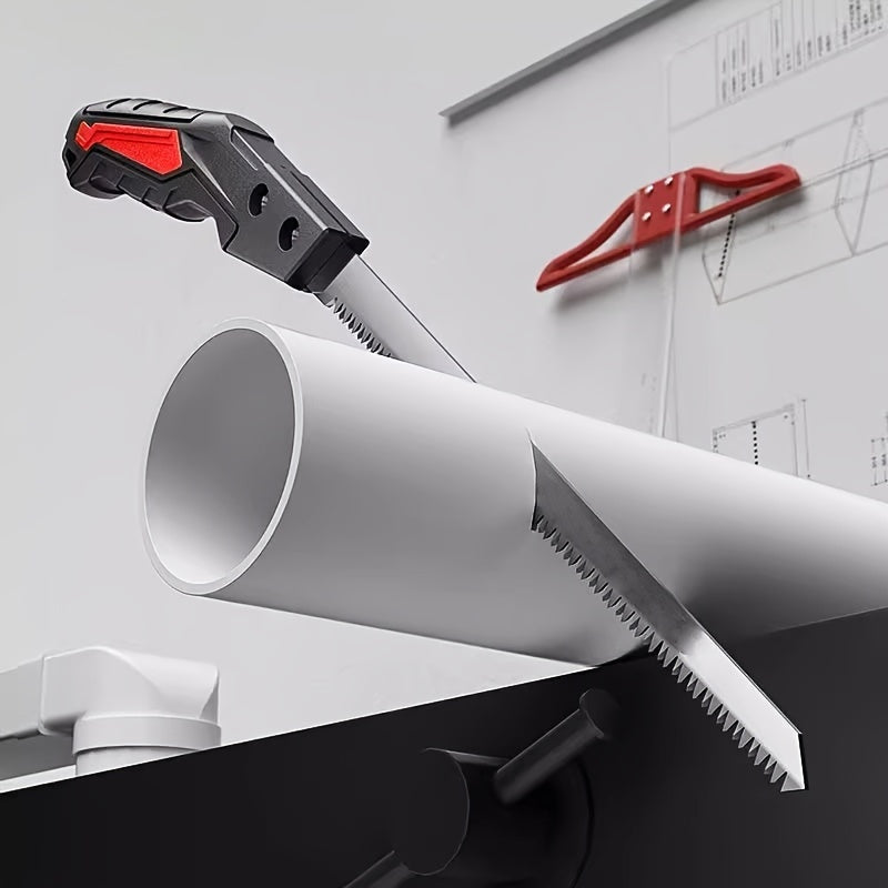 Compact hand saw for wood and pruning, ideal for fruit trees, precise gardening and small carpentry jobs at home.