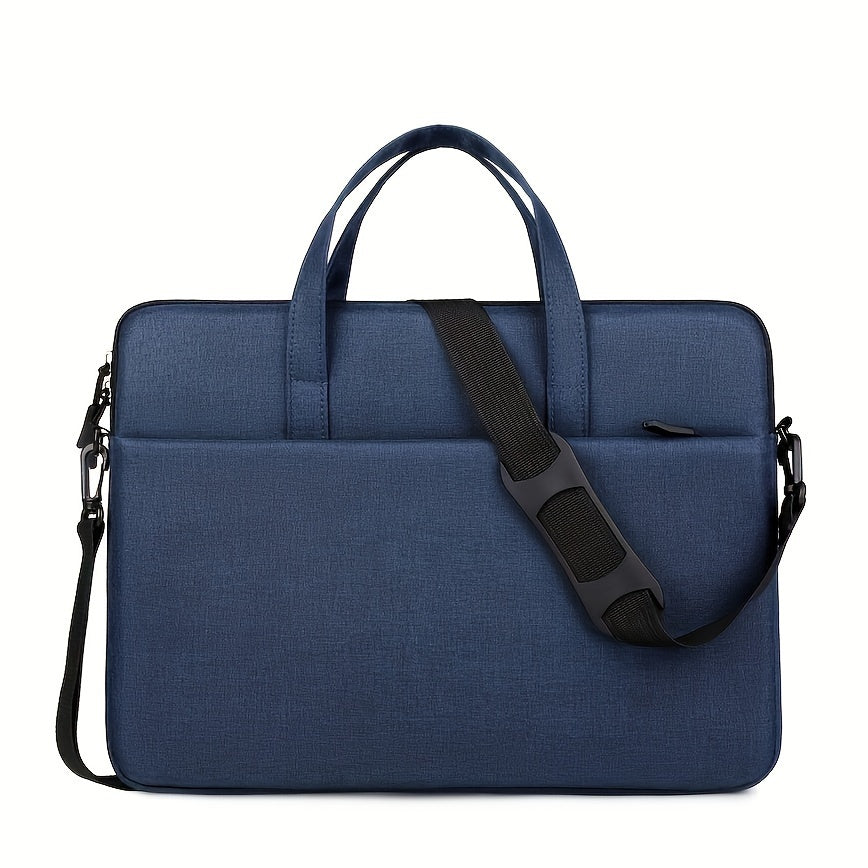 Sac ordinateur portable léger et portable, couleur unie, protection pour déplacements professionnels, design bandoulière avec fermeture éclair, pratique pour bureau et voyage.