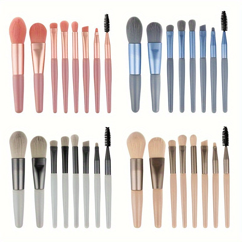 Set pinceaux maquillage hypoallergéniques en polyester, poils pour yeux, poudre et sourcils, manche ABS, kit portable pour tous types de peau.