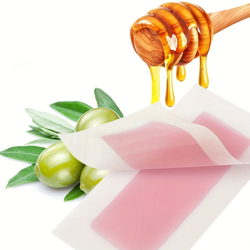 Lot de 20 bandes de cire Waxkiss, pour lèvres, barbe, sourcils et maillot, mélange gentiane et ortie, parfum aloe/rose/citron, usage multi-peaux beige clair.