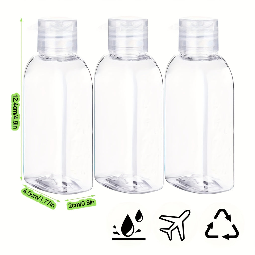 مجموعة من 6 زجاجات سفر، سعة 100 مل، مانعة للتسرب، متوافقة مع معايير إدارة أمن النقل الأمريكية، قابلة لإعادة التعبئة، سهلة الضغط والتنظيف، للمستحضرات ومنتجات العناية بالبشرة.